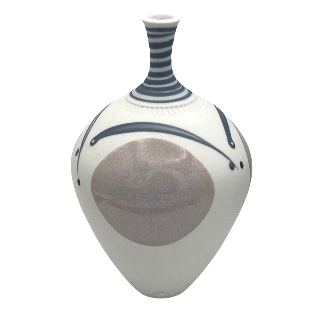Vtg Walsh Studio Pottery Vase Hand-Thrown Ceramic Abstract Signed MCM